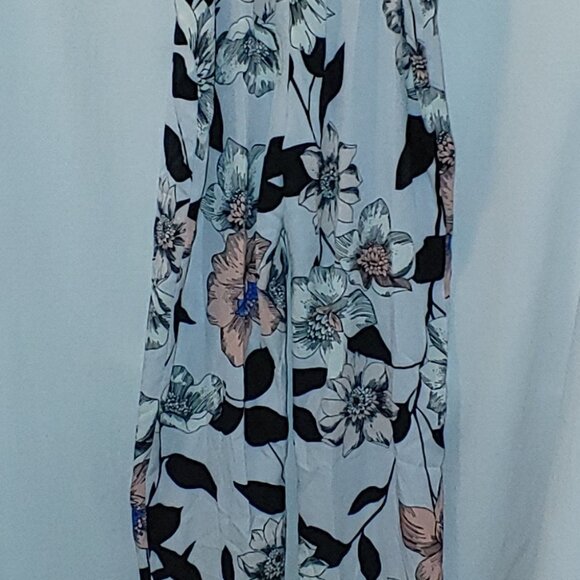 Leith V-neck Jumpsuit Light Gray‎ Floral Small S New Cutout Pants - Picture 7 of 13